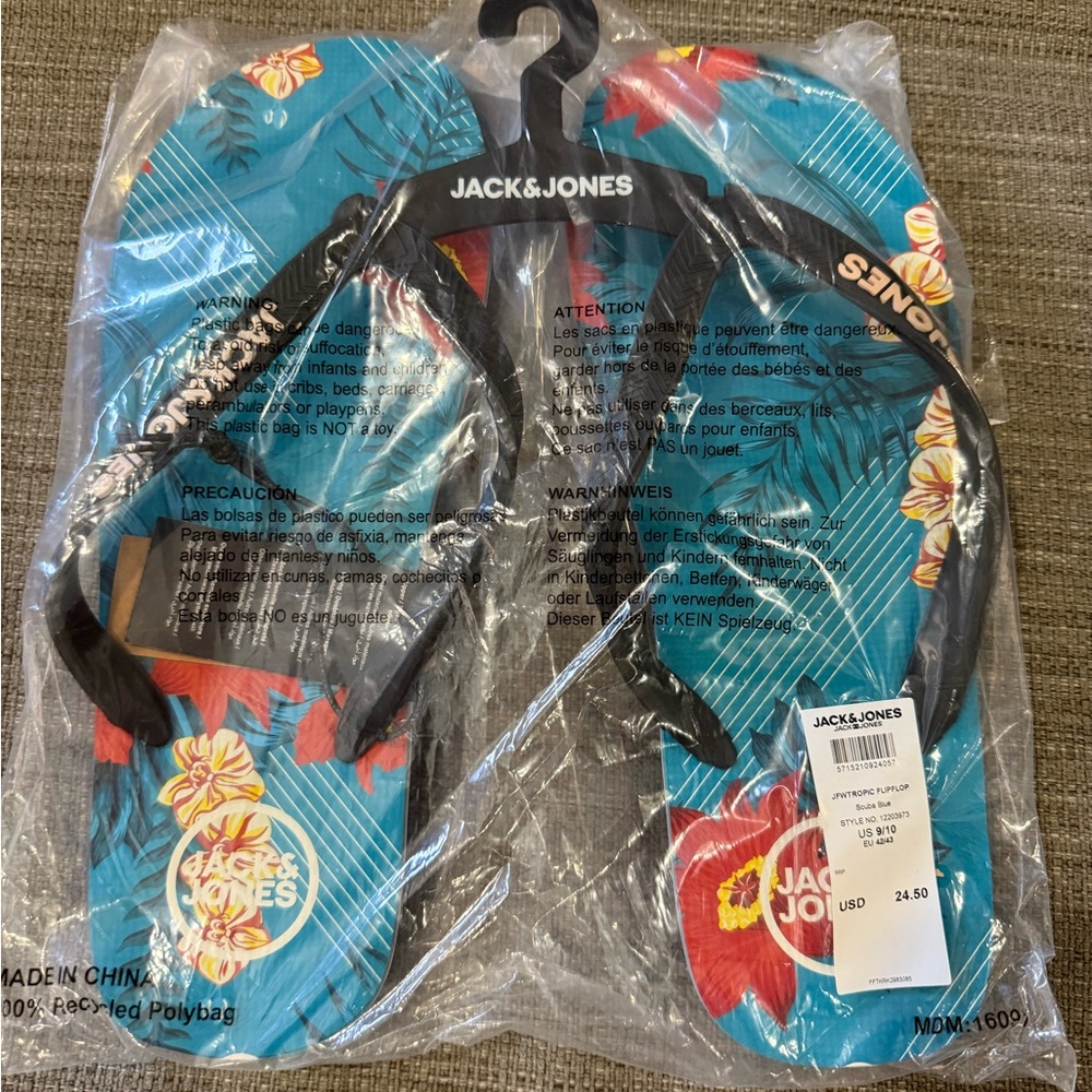 Jack and Jones Blue and Red Cartoon Flip-Flops